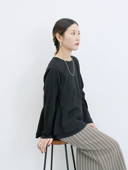 ペプラムドッキングカットソー(ブラック/ダークオレンジ/キナリ)|Samansa Mos2 blue(サマンサモスモス ブルー)通販