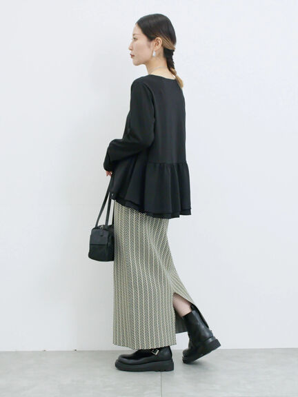 ペプラムドッキングカットソー(ブラック/ダークオレンジ/キナリ)|Samansa Mos2 blue(サマンサモスモス ブルー)通販