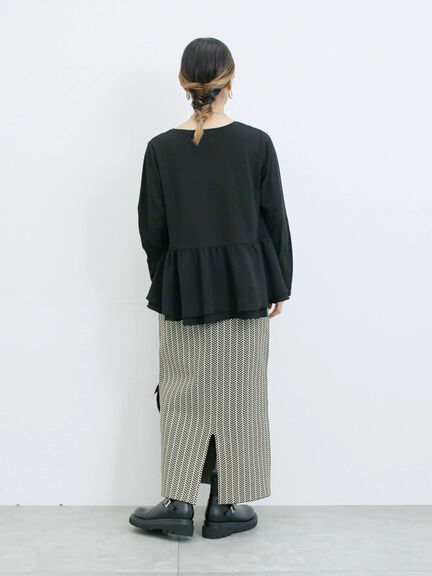 ペプラムドッキングカットソー(ブラック/ダークオレンジ/キナリ)|Samansa Mos2 blue(サマンサモスモス ブルー)通販