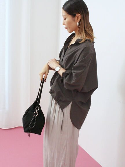 裾ドロストドルマンブラウス(チャコールグレー/ベージュ/キャメル)|Samansa Mos2 blue(サマンサモスモス ブルー)通販