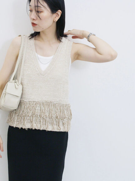 ◎リブタンク(オフホワイト/ブラック)|Samansa Mos2 blue(サマンサモスモス ブルー)通販