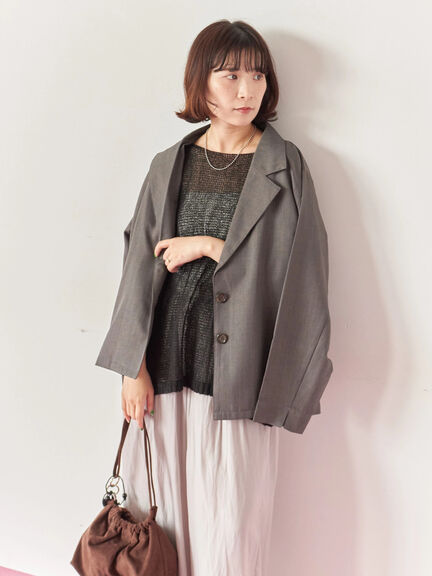 ◎7分袖シアーニット(チャコールグレー/ブラック/ベージュ)|Samansa Mos2 blue(サマンサモスモス ブルー)通販