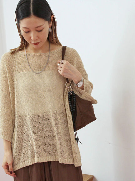 ◎7分袖シアーニット(チャコールグレー/ブラック/ベージュ)|Samansa Mos2 blue(サマンサモスモス ブルー)通販