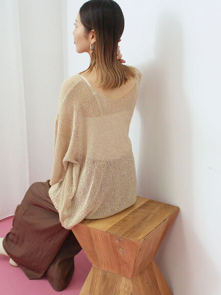 ◎7分袖シアーニット(チャコールグレー/ブラック/ベージュ)|Samansa Mos2 blue(サマンサモスモス ブルー)通販