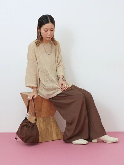 ◎7分袖シアーニット(チャコールグレー/ブラック/ベージュ)|Samansa Mos2 blue(サマンサモスモス ブルー)通販