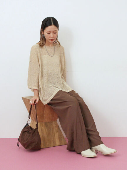 ◎7分袖シアーニット(チャコールグレー/ブラック/ベージュ)|Samansa Mos2 blue(サマンサモスモス ブルー)通販