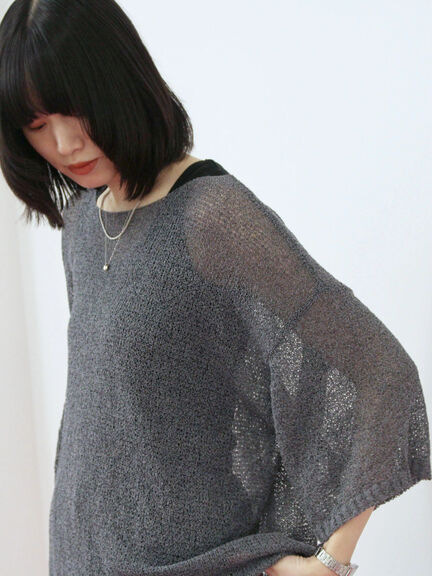 ◎7分袖シアーニット(チャコールグレー/ブラック/ベージュ)|Samansa Mos2 blue(サマンサモスモス ブルー)通販