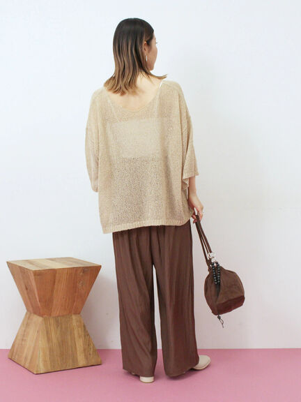 ◎7分袖シアーニット(チャコールグレー/ブラック/ベージュ)|Samansa Mos2 blue(サマンサモスモス ブルー)通販