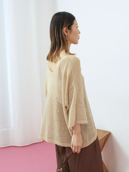 ◎7分袖シアーニット(チャコールグレー/ブラック/ベージュ)|Samansa Mos2 blue(サマンサモスモス ブルー)通販