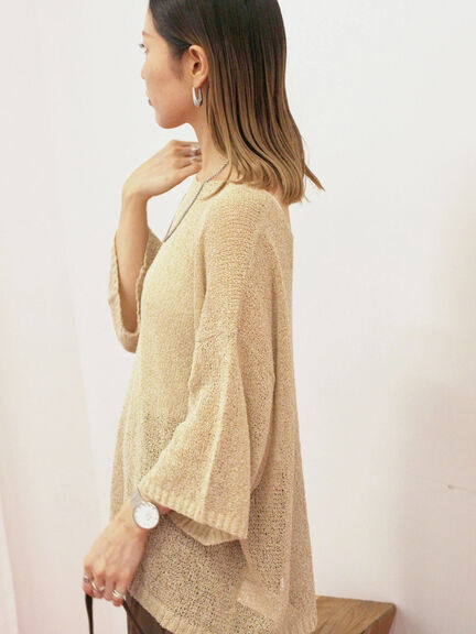 ◎7分袖シアーニット(チャコールグレー/ブラック/ベージュ)|Samansa Mos2 blue(サマンサモスモス ブルー)通販