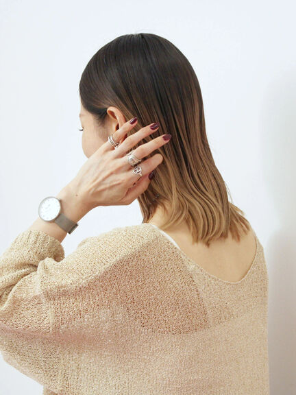 ◎7分袖シアーニット(チャコールグレー/ブラック/ベージュ)|Samansa Mos2 blue(サマンサモスモス ブルー)通販