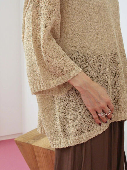 ◎7分袖シアーニット(チャコールグレー/ブラック/ベージュ)|Samansa Mos2 blue(サマンサモスモス ブルー)通販