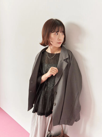 ◎7分袖シアーニット(チャコールグレー/ブラック/ベージュ)|Samansa Mos2 blue(サマンサモスモス ブルー)通販