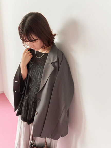 ◎7分袖シアーニット(チャコールグレー/ブラック/ベージュ)|Samansa Mos2 blue(サマンサモスモス ブルー)通販