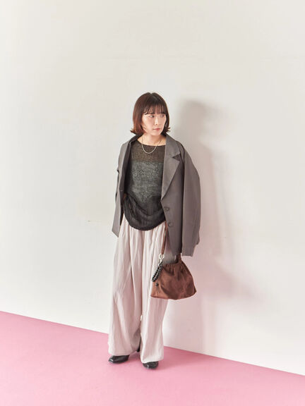 ◎7分袖シアーニット(チャコールグレー/ブラック/ベージュ)|Samansa Mos2 blue(サマンサモスモス ブルー)通販