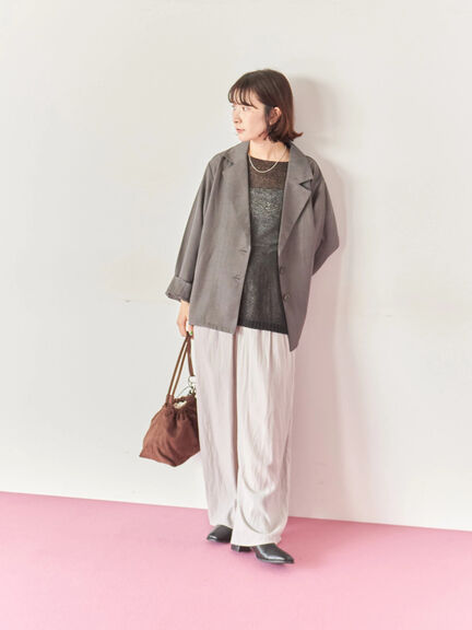 ◎7分袖シアーニット(チャコールグレー/ブラック/ベージュ)|Samansa Mos2 blue(サマンサモスモス ブルー)通販