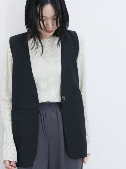 ◎ノーカラージレ(ブラック/ベージュ)|Samansa Mos2 blue(サマンサモスモス ブルー)通販