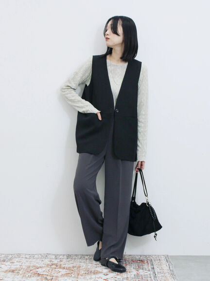 ◎ノーカラージレ(ブラック/ベージュ)|Samansa Mos2 blue(サマンサモスモス ブルー)通販