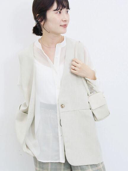 ◎ノーカラージレ(ブラック/ベージュ)|Samansa Mos2 blue(サマンサモスモス ブルー)通販