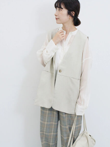 ◎ノーカラージレ(ブラック/ベージュ)|Samansa Mos2 blue(サマンサモスモス ブルー)通販