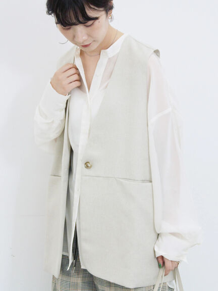 ◎ノーカラージレ(ブラック/ベージュ)|Samansa Mos2 blue(サマンサモスモス ブルー)通販