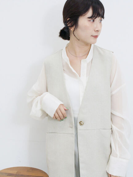 ◎ノーカラージレ(ブラック/ベージュ)|Samansa Mos2 blue(サマンサモスモス ブルー)通販