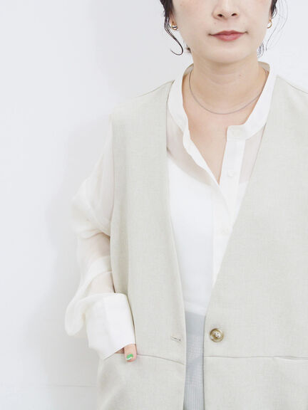 ◎ノーカラージレ(ブラック/ベージュ)|Samansa Mos2 blue(サマンサモスモス ブルー)通販