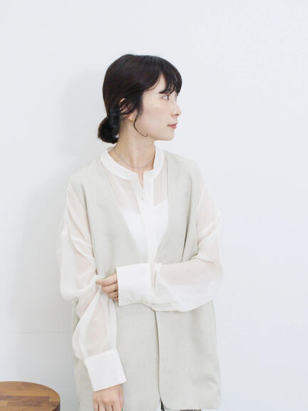 ◎ノーカラージレ(ブラック/ベージュ)|Samansa Mos2 blue(サマンサモスモス ブルー)通販