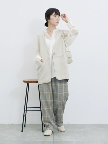 ◎ノーカラージレ(ブラック/ベージュ)|Samansa Mos2 blue(サマンサモスモス ブルー)通販