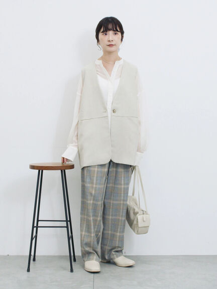 ◎ノーカラージレ(ブラック/ベージュ)|Samansa Mos2 blue(サマンサモスモス ブルー)通販