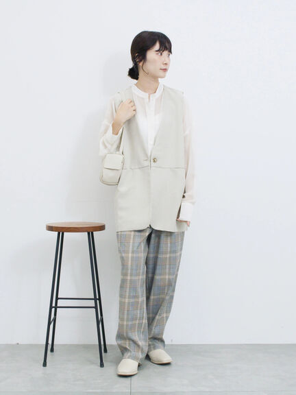 ◎ノーカラージレ(ブラック/ベージュ)|Samansa Mos2 blue(サマンサモスモス ブルー)通販