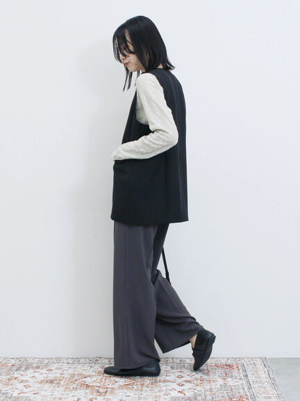 ◎ノーカラージレ(ブラック/ベージュ)|Samansa Mos2 blue(サマンサモスモス ブルー)通販