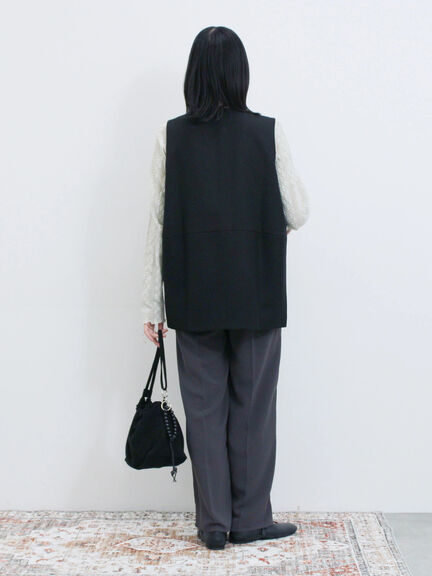 ◎ノーカラージレ(ブラック/ベージュ)|Samansa Mos2 blue(サマンサモスモス ブルー)通販