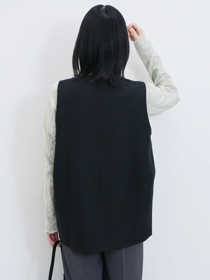 ◎ノーカラージレ(ブラック/ベージュ)|Samansa Mos2 blue(サマンサモスモス ブルー)通販