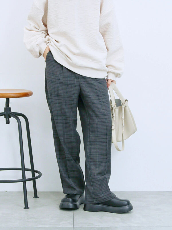 カチオン染めチェックパンツ(グレー)|Samansa Mos2 blue(サマンサモスモス ブルー)通販