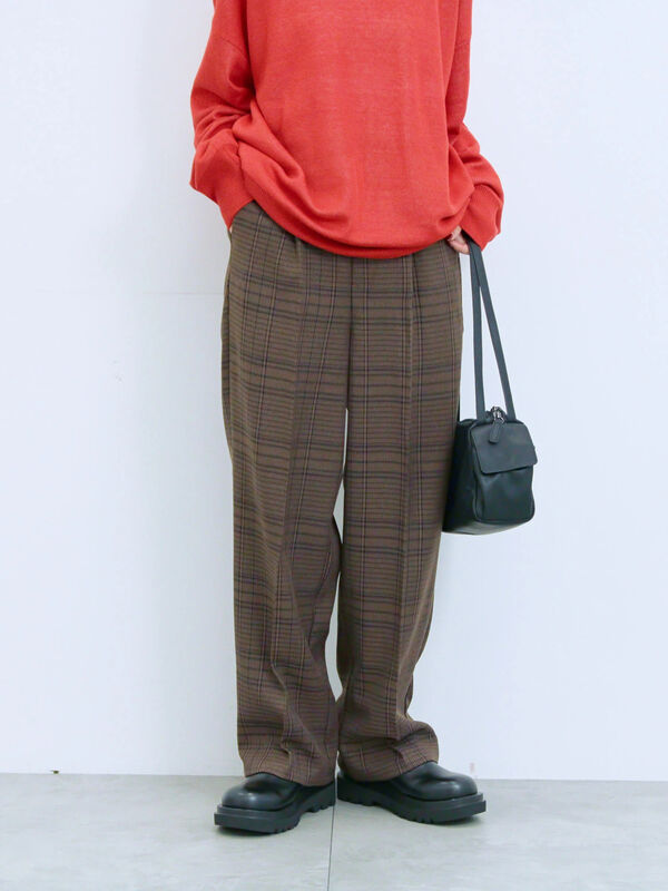 カチオン染めチェックパンツ(ブラウン)|Samansa Mos2 blue(サマンサモスモス ブルー)通販