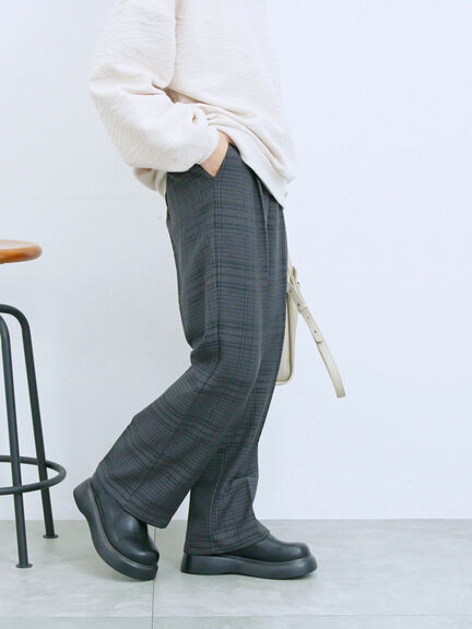 カチオン染めチェックパンツ(グレー/ベージュ/ブラウン/ネイビー)|Samansa Mos2 blue(サマンサモスモス ブルー)通販