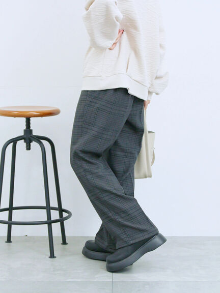 カチオン染めチェックパンツ(グレー/ベージュ/ブラウン/ネイビー)|Samansa Mos2 blue(サマンサモスモス ブルー)通販