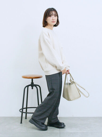 カチオン染めチェックパンツ(グレー/ベージュ/ブラウン/ネイビー)|Samansa Mos2 blue(サマンサモスモス ブルー)通販