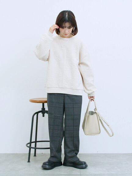 カチオン染めチェックパンツ(グレー/ベージュ/ブラウン/ネイビー)|Samansa Mos2 blue(サマンサモスモス ブルー)通販