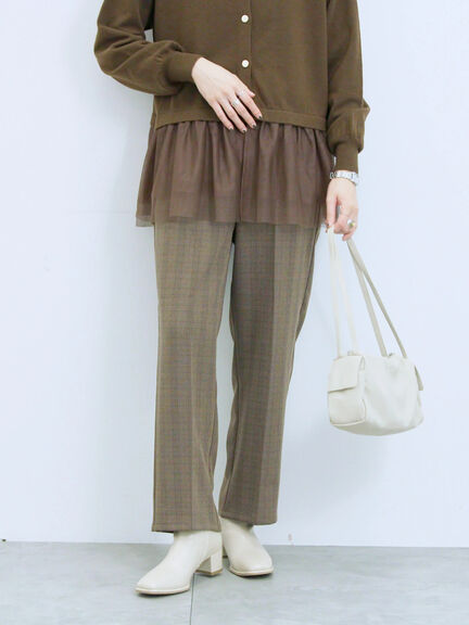 カチオン染めチェックパンツ(グレー/ベージュ/ブラウン/ネイビー)|Samansa Mos2 blue(サマンサモスモス ブルー)通販