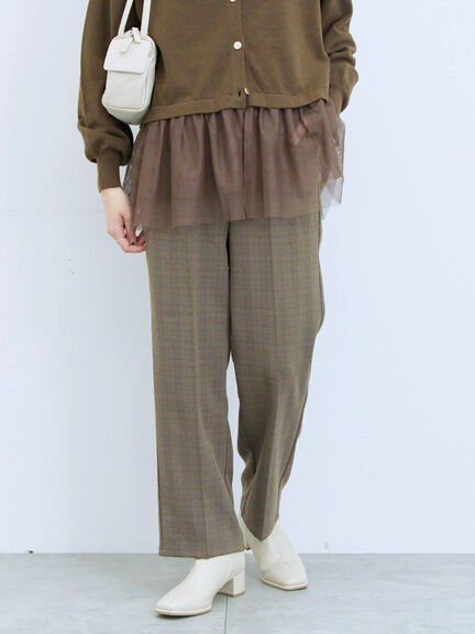 カチオン染めチェックパンツ(グレー/ベージュ/ブラウン/ネイビー)|Samansa Mos2 blue(サマンサモスモス ブルー)通販