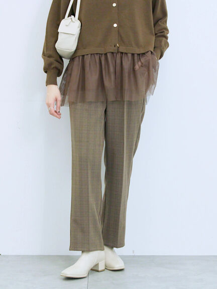 カチオン染めチェックパンツ(グレー/ベージュ/ブラウン/ネイビー)|Samansa Mos2 blue(サマンサモスモス ブルー)通販