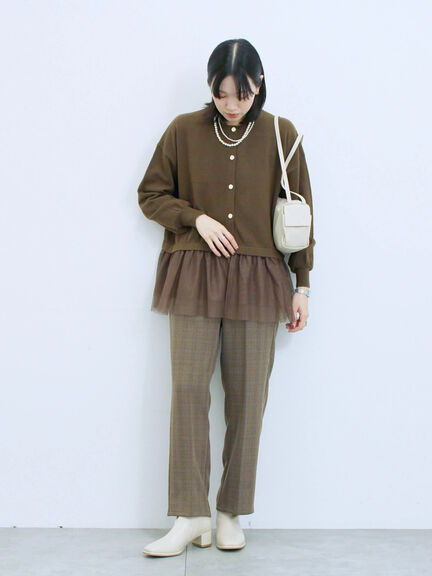 カチオン染めチェックパンツ(グレー/ベージュ/ブラウン/ネイビー)|Samansa Mos2 blue(サマンサモスモス ブルー)通販