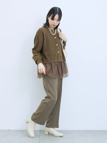 カチオン染めチェックパンツ(グレー/ベージュ/ブラウン/ネイビー)|Samansa Mos2 blue(サマンサモスモス ブルー)通販