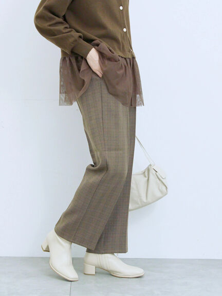 カチオン染めチェックパンツ(グレー/ベージュ/ブラウン/ネイビー)|Samansa Mos2 blue(サマンサモスモス ブルー)通販