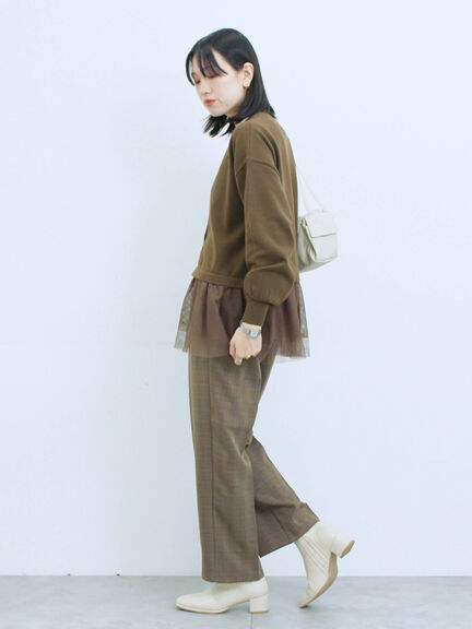 カチオン染めチェックパンツ(グレー/ベージュ/ブラウン/ネイビー)|Samansa Mos2 blue(サマンサモスモス ブルー)通販