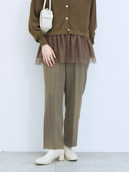 カチオン染めチェックパンツ(グレー/ベージュ/ブラウン/ネイビー)|Samansa Mos2 blue(サマンサモスモス ブルー)通販