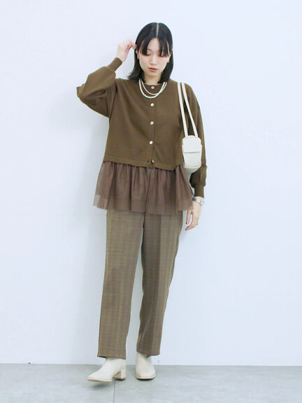 カチオン染めチェックパンツ(グレー/ベージュ/ブラウン/ネイビー)|Samansa Mos2 blue(サマンサモスモス ブルー)通販