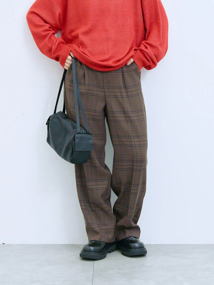 カチオン染めチェックパンツ(グレー/ベージュ/ブラウン/ネイビー)|Samansa Mos2 blue(サマンサモスモス ブルー)通販